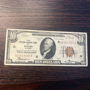 1929 $10 Federal Reserve Banknote Chicago Fr#1860-G Nice VF - Picture 1 of 10
