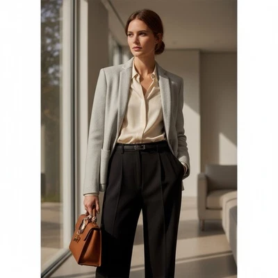 Blazer Fabiana Filippi XS 34 Beige Gris Hecho en Italia Lana Seda Cachemira Chaqueta Foto 1 de 4