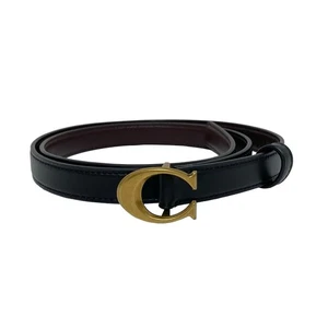 Auth COACH - Black Gold Leather Hardware Belt - Picture 1 of 5