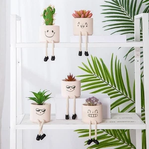Adornos artesanales expresión personaje maceta decoración jardín - Imagen 1 de 11
