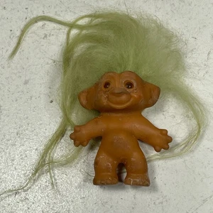 De colección Años 60 Troll Cabello Verde Ojos Marrones Sin Marca 2.5" Dam Era - Imagen 1 de 13