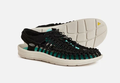 Keen Uneek Sport Fisherman Sandals Men's 9, 10, 12 Black Bright Aqua Boat Shoes - Image 1 of 4