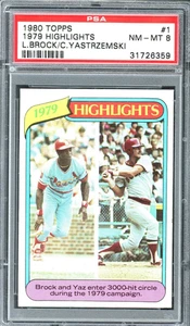 1980 Topps Carl Yastrzemski / Lou Brock #1 PSA 8 - Picture 1 of 2