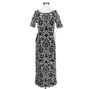 JS Collections Women's Formal Dress Size 4 Black and White Embroidered Lace Gown - Picture 1 of 15