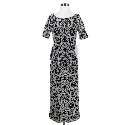 JS Collections Women's Formal Dress Size 4 Black and White Embroidered Lace Gown - Image 1 of 4