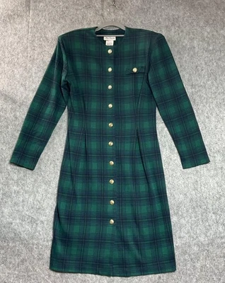 Vestido Miss Dorby para mujer 8 verde azul marino a cuadros manga larga vacaciones de Navidad vintage Foto 1 de 4