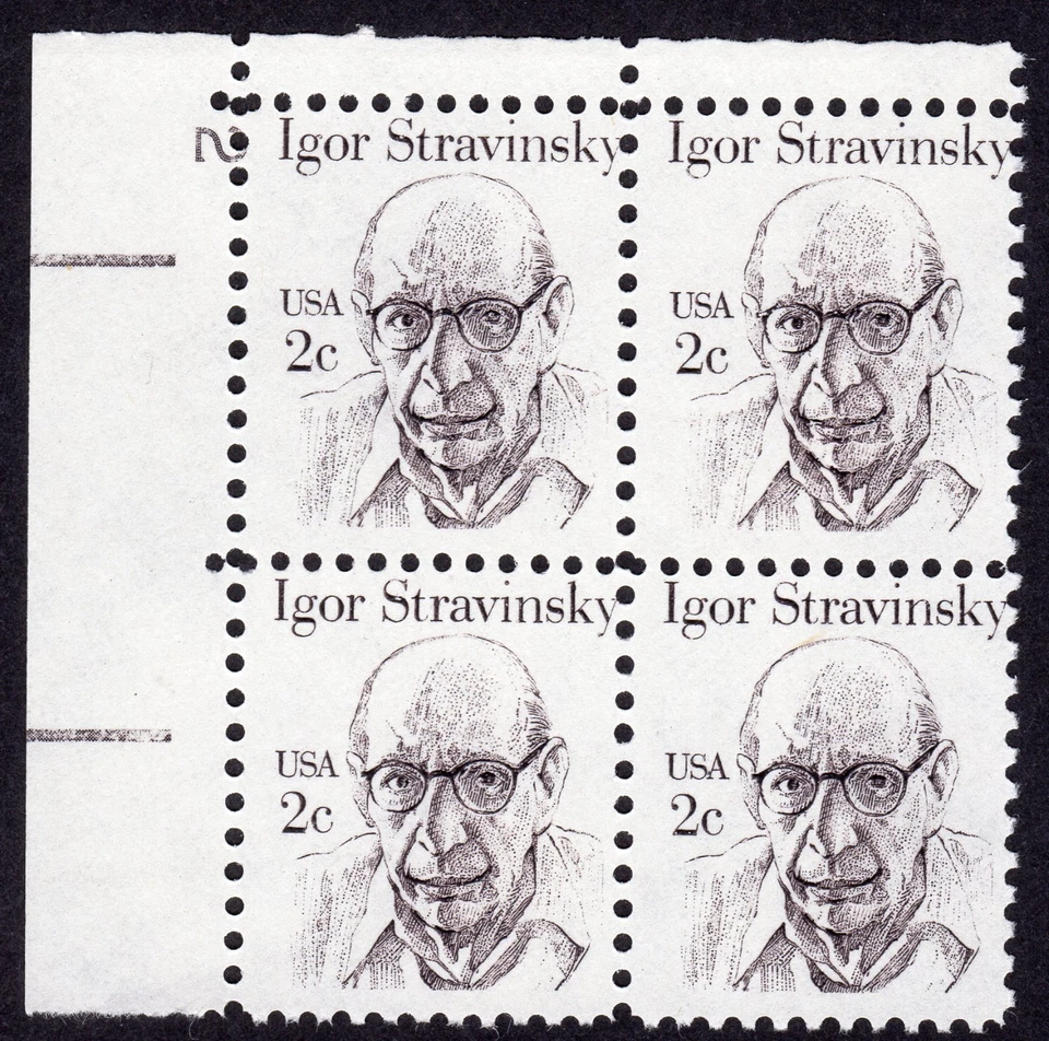 Scott #1845 Igor Stravinsky Plate Block Of 4 Stamps - MNH P#2 UL - Image 1 of 1
