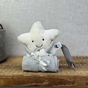 Jellycat Little Star Soother - White Star - Grey Striped Neutral Comforter (#2) - Picture 1 of 5