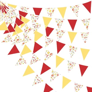 32Ft Crawfish Boil Party Decorations Red Yellow Beer Crawfish Pennant Banner Fab - Picture 1 of 12