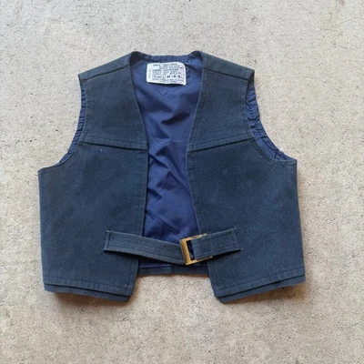 Youth Kids Vintage 70's Sears Blue Vinyl Suede Buckle Lined Western Vest Sz S - Image 1 of 4
