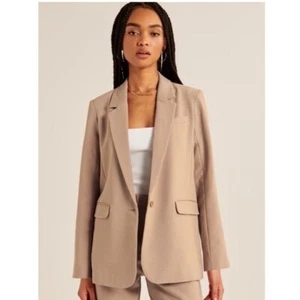 Abercrombie & Fitch Crepe Relaxed Single Breasted Blazer Jacket Preppy Tan XXS - Picture 1 of 8
