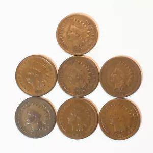 1880 -1886 Indian Cents - 7 Different - Picture 1 of 3