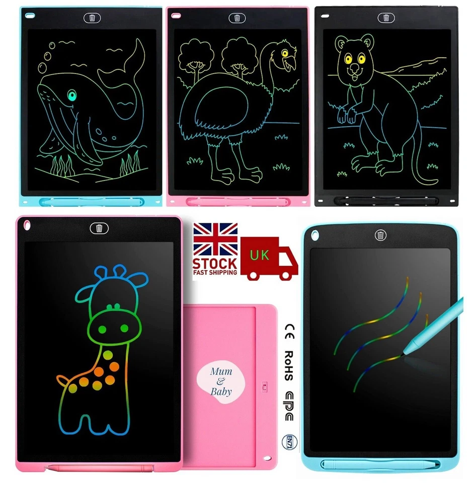 Multicolour Screen Writing Board Electronic Drawing Tablet Kids Toy Xmas Gift UK - Image 1 of 4