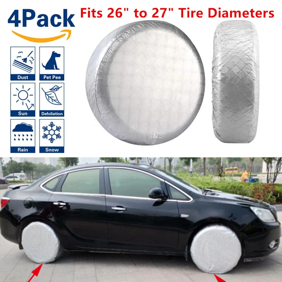 26" to 27" Dia 4PCS Wheel Tire Covers For RV Trailer Camper Truck SUV Motorhome - Image 1 of 4