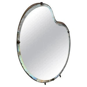 1930s Art Déco Wood And Glass Italian Palette Table Mirror By L.Fontana - Bild 1 von 9