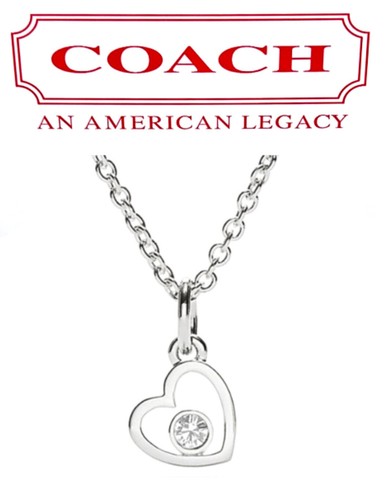 COACH Ciondolo Cuore Vintage Ciondolo Cristallo Swarovski Collana Argento Sterling 925