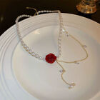 New Fashion Korean Pearl Rose Necklace Elegant Baroque Pearl Chain Chok3c