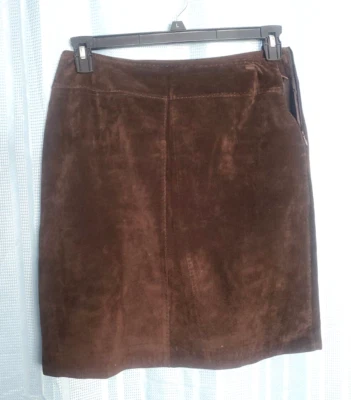 Falda Kate Hill Cuero Marrón Gamuza Línea A Mujer Pequeña 10P Cremallera Lateral De Colección Foto 1 de 4