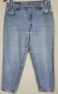 DESTROYED Vintage 90s LEVIS 550 Denim Mom Jeans 30x27 ACTUAL Tapered Light Wash - Picture 1 of 19