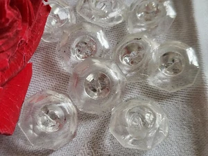 Lot 6 boutons anciens en verre transparent facette diamètre: 1,6 cm ref 2159 - Imagen 1 de 4