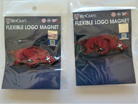 LOT OF TWO (2) ARKANSAS RAZORBACKS, FLEXIBLE MAGNETS FROM WINCRAFT Cover