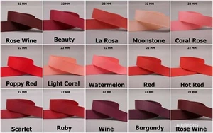 5yds~~22mm Red Wine Burgundy Coral Rose Grosgrain Ribbon 14 COLOURS U PICK - Picture 1 of 15