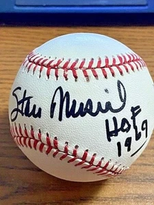STAN MUSIAL 3 SIGNED AUTOGRAPHED ONL BASEBALL! Cardinals! "HOF 1969"! - Picture 1 of 2