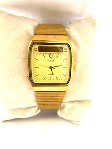 Timex Mens Vintage Quartz 50 MT WR Gold Plated Digi Analog NOT WORKING - Picture 1 of 12