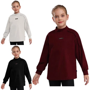 Kids Girls Sweatshirt Solid Color Pullover Outdoor Tops Spring Underwear Base - Picture 1 of 44