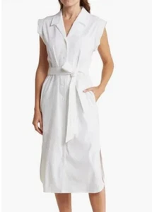 Camicia Rag & Bone Helena misto lino bianco 2 Nuovo con etichette $450 - Foto 1 di 3