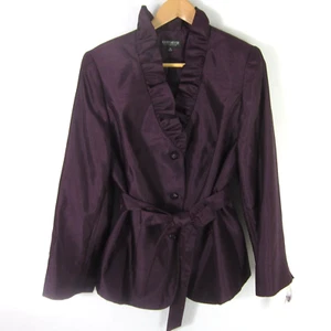 New John Meyer Womens 16W Berry Purple LS Ruffle Trim Blazer Sash NWT $300.00 XL - Picture 1 of 10