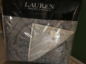Ralph Lauren LUKE Medallion Gray Cream 3PC Full/Queen Comforter Shams Set