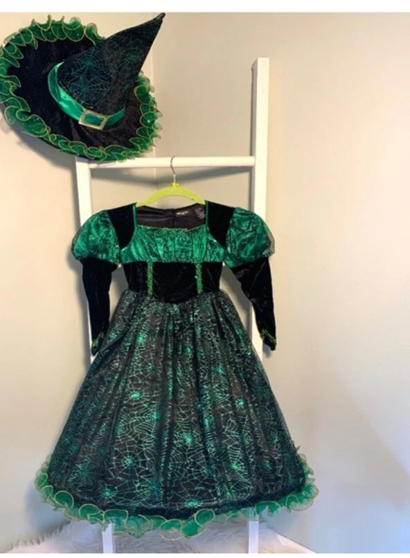 万圣节空心前夜儿童女巫服装 L 码 (6X) — 第 1/4 张图片