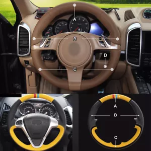 Custom made PU Leather Steering Wheel Cover Stitch on Wrap For Porsche Cayenne - Picture 1 of 11
