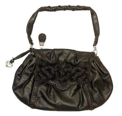 Bolso de hombro trenzado vintage Brighton Alexandria nudos de cuero negro y marrón  Foto 1 de 4