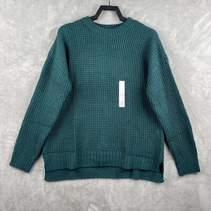 SO Women’s Large Night Blue Waffle Crew Long Sleeve Sweater Knit Top - Picture 1 of 9