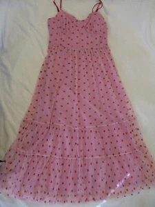 Betsey Johnson Pink Glitter Hearts Mesh Tulle Net Midi Dress Sz 8 NWOT Valentine - Picture 1 of 8
