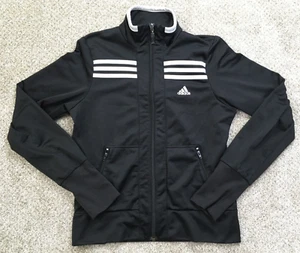 Adidas Jacket Youth Kids Small Black Striped Track Full Zip Outdoor Activewear - Picture 1 of 12