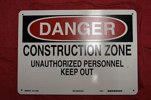 Brady 25805 DANGER CONSTRUCTION ZONE Sign, 10" x 14" - Picture 1 of 1
