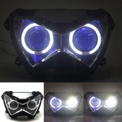 Proyector de faros HID blanco ángel azul ojos de diablo para Kawasaki Z800 Z300 Z250 Foto 1 de 4
