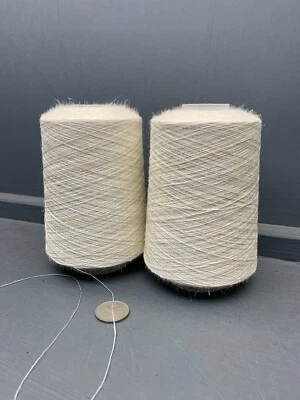 500G (2 X 250G CONES) 50% SILK 50% LINEN 1/22NM FINE YARN RAW WHITE A0132 - Image 1 of 3