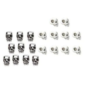 20 Pezzi Mini Argento Antico Teschio Fascino Perline Distanziatori Allentati - Foto 1 di 7