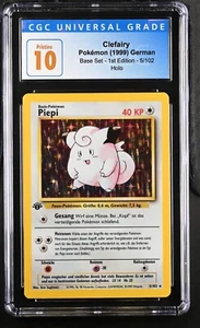 CGC Pristine 10 (pop 1) 1st Edition Base Set German Clefairy Piepi Holo Pokemon - Picture 1 of 2