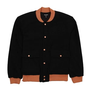 True Religion Men's Jet Black Fleece Bomber Jacket $199 - Picture 1 of 5
