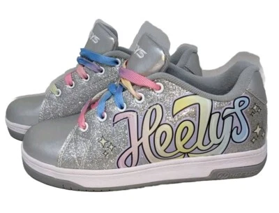 Heely's Rainbow Silver Glitter Skate Shoes Size Youth 5 / Women's 6  EUC!! - Image 1 of 4