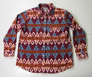 Wrangler Rancher Pink Blue Yellow Fleece Long Sleeve Button Down Shirt M-L - Picture 1 of 8