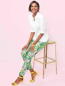 NEW $119 RSVP by TALBOTS Green Garden Print Cotton Sateen Slim Ankle Pants Sz 2 - Picture 1 of 5