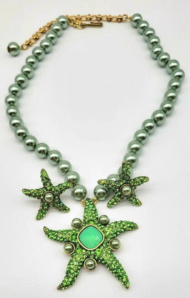 Heidi Daus Swarovski Cristal Estrella de Mar Collar + Juego de Pendientes con Perlas de Pistacho Foto 1 de 4