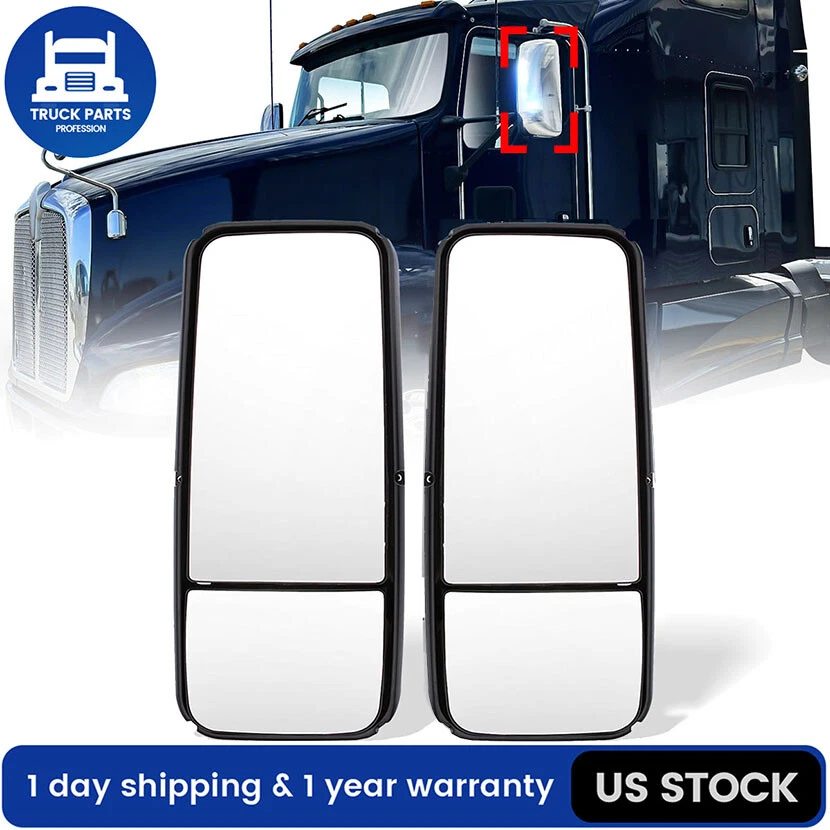 2PCS Chrome Door Mirror Power W/ Heated For Kenworth T660 T600 LH + RH Side Foto 1 de 4