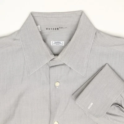 Camisa de vestir Barba para hombre 16 L gris liso abotonada puño francés cuello punta Italia Foto 1 de 4